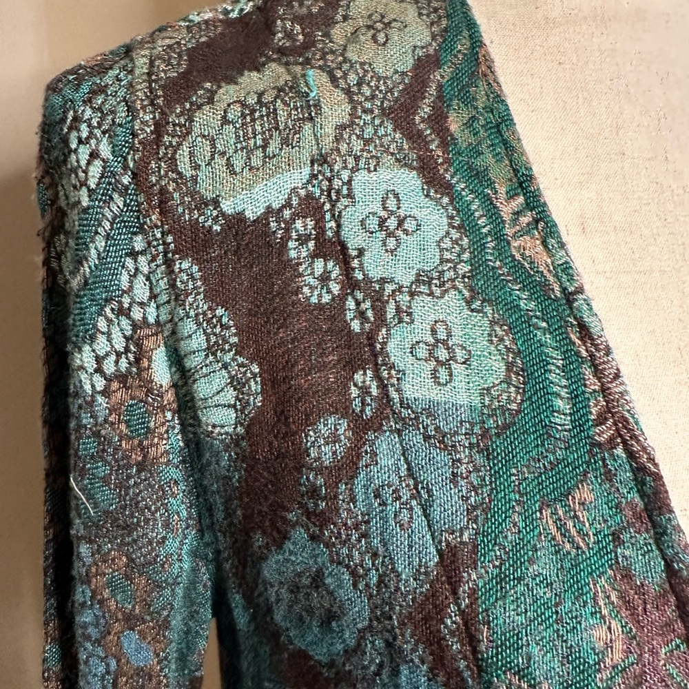 Soft Surroundings Saskia Super Soft Teal Woven Boho Relaxed Fit Jacket Sz S View 3